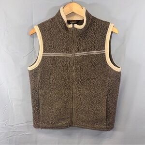Woolrich Vest Womens Medium Brown Chocolate Sherpa Fleece Zip Up Outdoor Lined